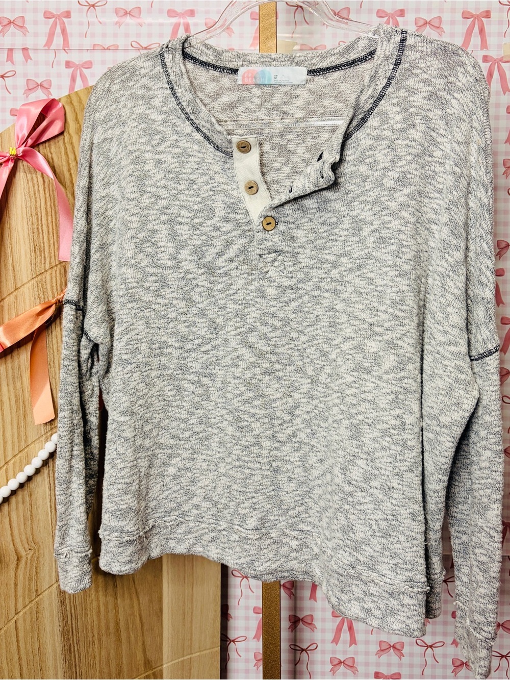 Free People Beach Women's Gray Endless Summer Sleep To Dream Shirt Casual Comfy